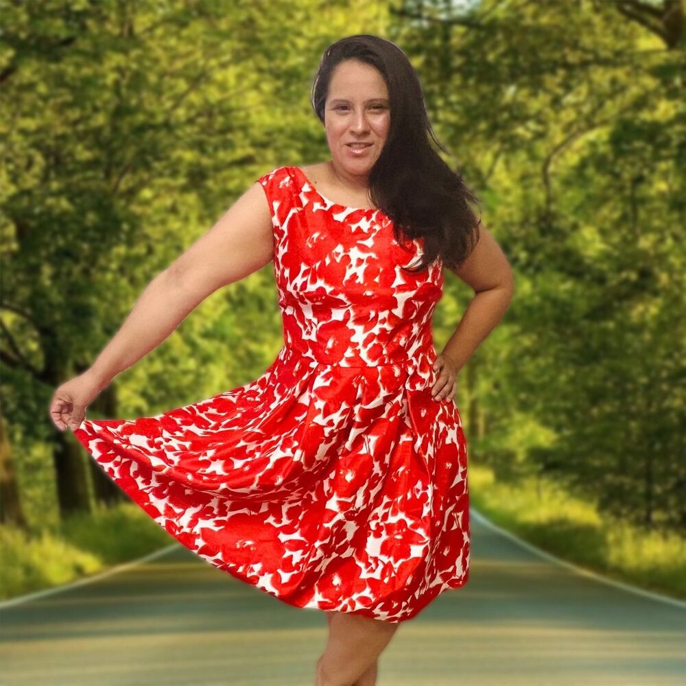 Danny and Nicoles Fit & Flare Midi Dress Floral Sleeveless Lightweight Spring